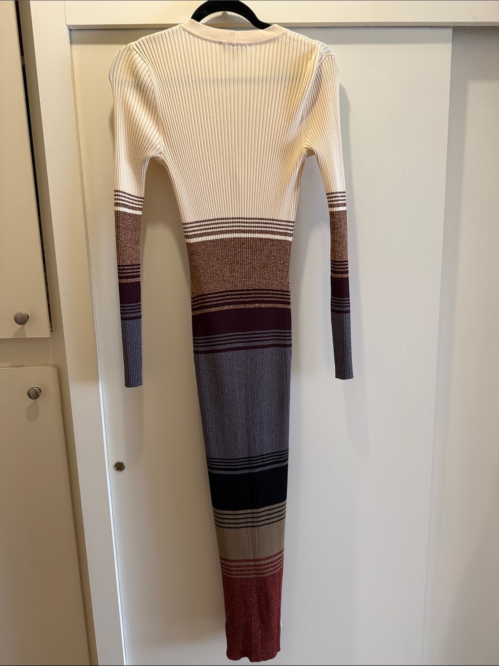 STAUD Cream Multicolor Ribbed Button-Front Maxi Dress - Picture 4 of 4